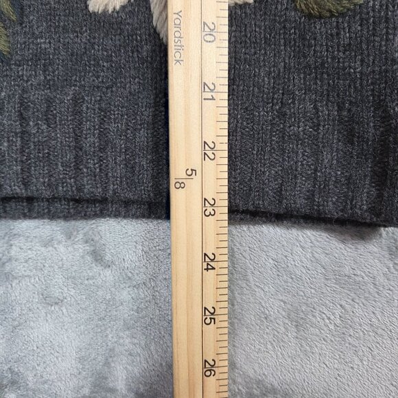 Vtg Eddie Bauer Cardigan Womens M Gray Wool Floral Embroidery Cottage Grannycore - Picture 7 of 7